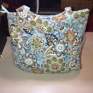 VINTAGE Vera Bradley Pleated Tote Bali Blue